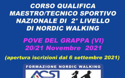 Corso di formazione Maestri Nordic Walking ACSI – Pove del Grappa (VI) 20/21 novembre 2021