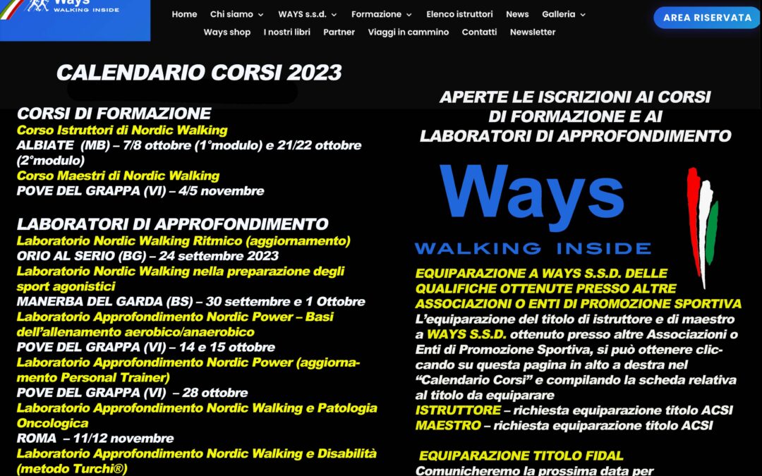 APERTE LE ISCRIZIONI AI CORSI E AI LABORATORI DI APPROFONDIMENTO WAYS – AUTUNNO 2023